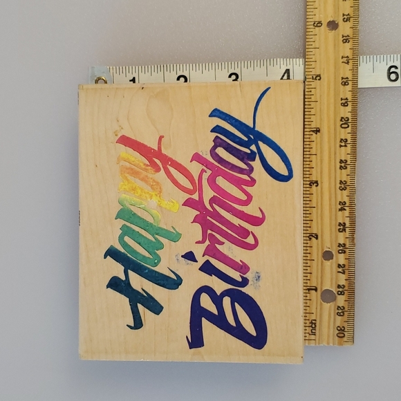 Rubber Stamps 2 full card size Happy Birthday candle design date year stamp - Picture 4 of 12